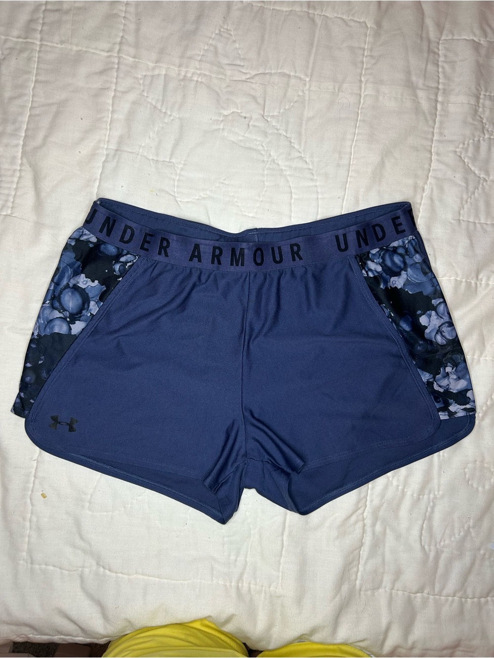 Under Armour Navy Athletic Shorts with Floral Side Panels